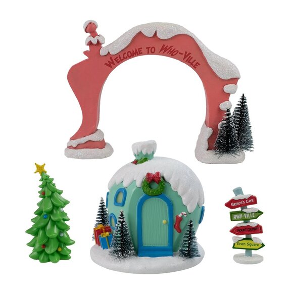Dr. Seuss The Grinch Christmas Who-Ville Village 4 Piece Light & Sound 2025 NIB - Picture 2 of 4